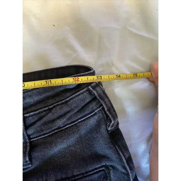 PILCRO & THE LETTERPRESS HIGH-RISE SLIM BUTTON FLY FADED BLACK DENIM JEANS SZ 25 - Picture 9 of 12